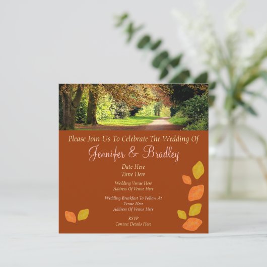 Autumn Leaves Wedding Kaart (Staand voorkant)