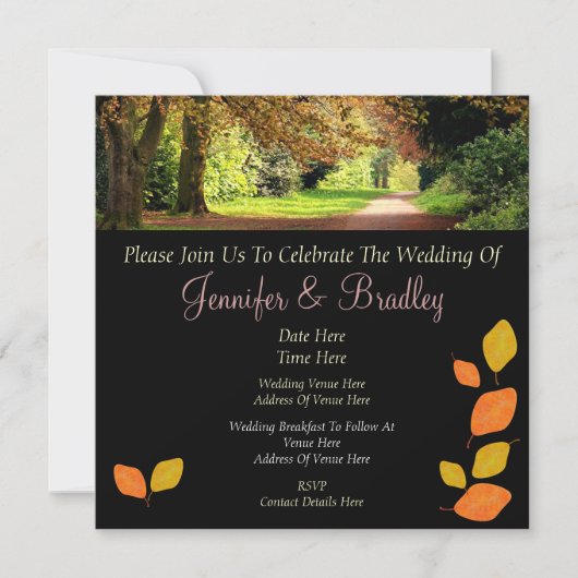 Autumn Leaves Wedding Kaart (Voorkant)