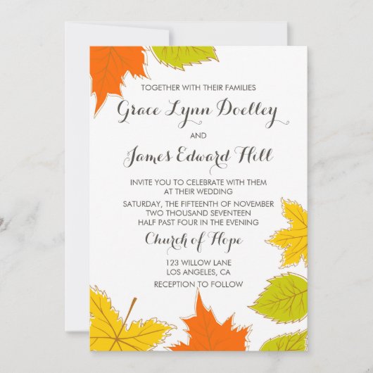 Autumn Leaves Wedding Kaart (Voorkant)