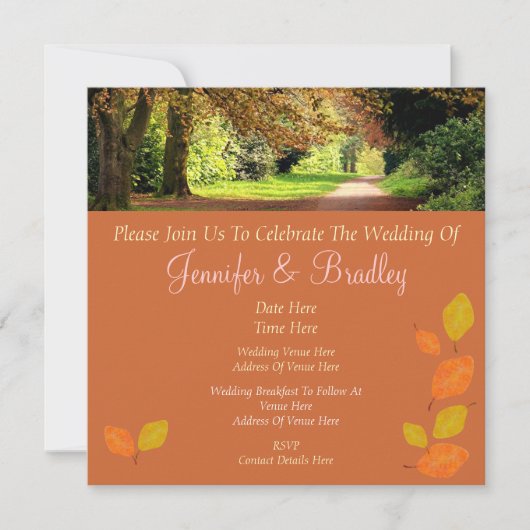 Autumn Leaves Wedding Kaart (Voorkant)