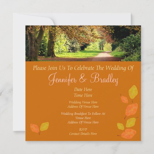 Autumn Leaves Wedding Kaart (Voorkant)