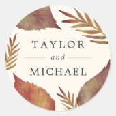 Autumn Leaves Wedding Ronde Sticker (Voorkant)