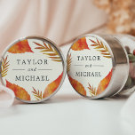 Autumn Leaves Wedding Ronde Sticker<br><div class="desc">Sluit uw uitnodigingsenveloppen of gunsten af met deze elegante herfstbotanische trouwstickers in zacht ivoor. Je namen zijn gemaakt door een waterverf herfstbladeren in levendige tinten. Ontworpen om te coördineren met ons herfst Leaves bruiloft collectie voor elegante herfst vieringen.</div>