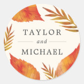 Autumn Leaves Wedding Ronde Sticker (Voorkant)