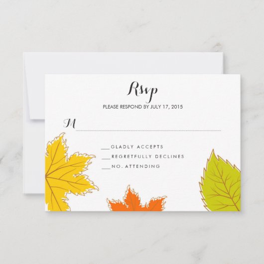 Autumn Leaves Wedding RSVP Kaartje (Voorkant)