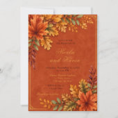 Autumn Leaves Wedding Terracotta Kaart (Voorkant)