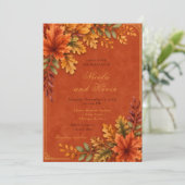 Autumn Leaves Wedding Terracotta Kaart (Staand voorkant)