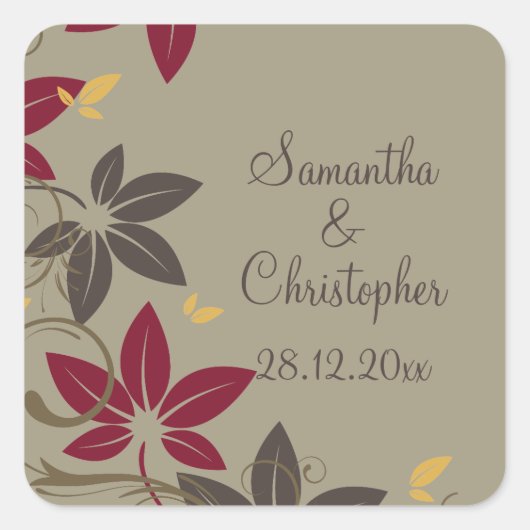 Autumn Leaves Wedding Vierkante Sticker (Voorkant)
