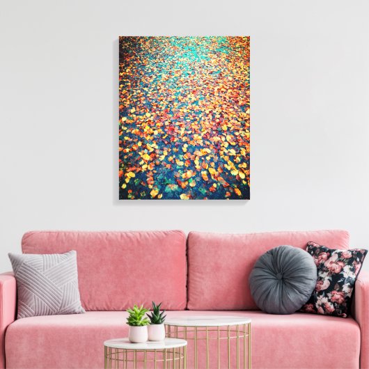 Autumn Leaves Wet Forest Path Canvas Afdruk (Insitu (Woonkamer))