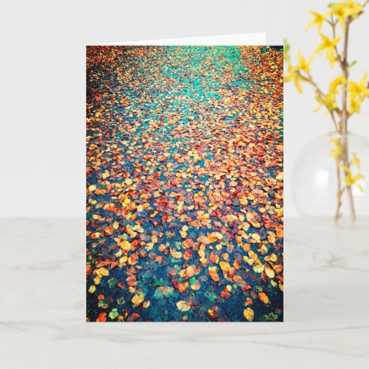 Autumn Leaves Wet Forest Path Kaart (Gele Bloem)