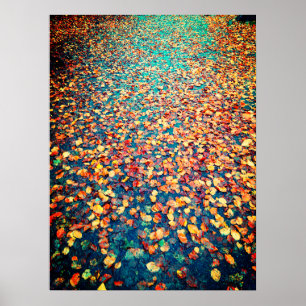 Autumn Leaves Wet Forest Path Poster