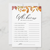 Autumn Leaves: Wie kent de bruid-to-be beste game? Notitiekaartje (Voorkant)