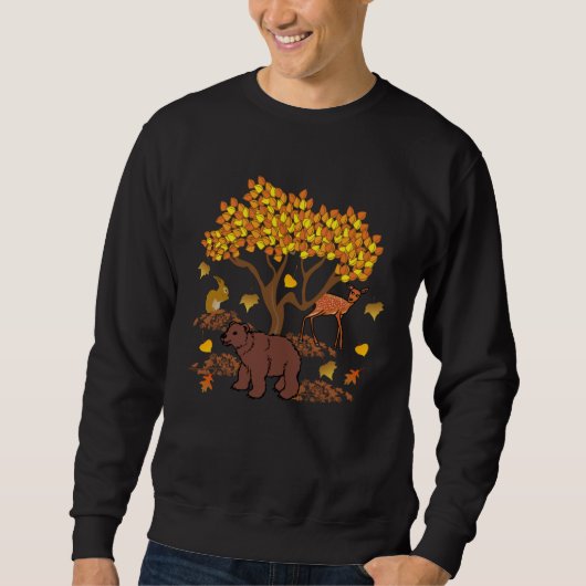 Autumn Leaves Wildlife Nature Cute Bear Deer Fores Trui (Voorkant)