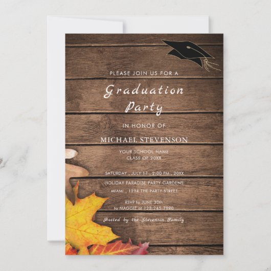 Autumn Leaves Wooden Planks Afstuderen (Voorkant)