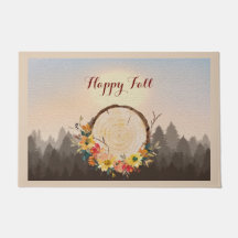 Autumn Leaves Wreath Forest Fog