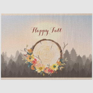Autumn Leaves Wreath Forest Fog Tissuepapier