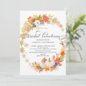 Autumn Leaves Wreath Vrijgezellenfeest Luncheon Kaart (Staand voorkant)