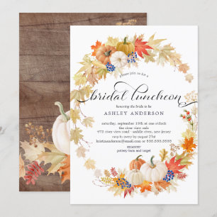 Autumn Leaves Wreath Vrijgezellenfeest Luncheon Kaart
