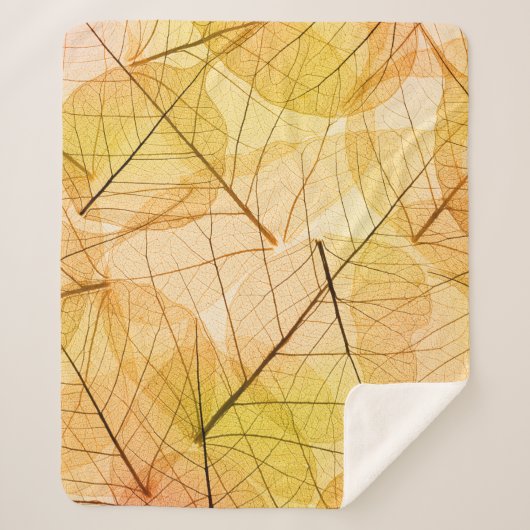Autumn Leaves yellow en oranje Background - trans Sherpa Deken (Voorkant)