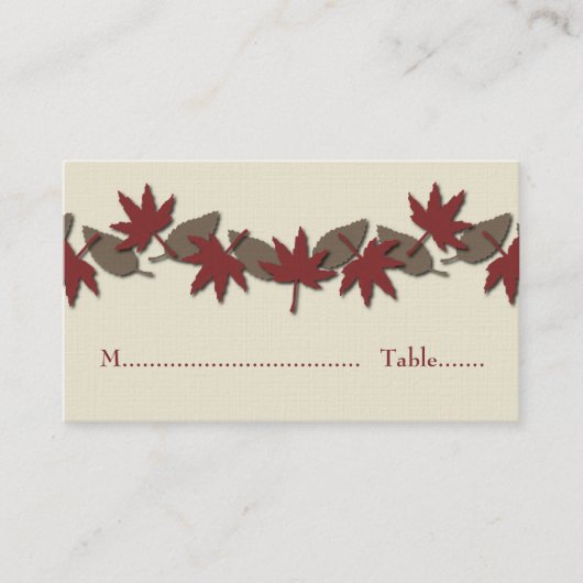 Autumn leest Border Place Card (rood/bruin) Plaatskaartje (Voorkant)