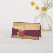 Autumn leest FAUX Burlap Folded Place Card - Wine Plaatskaartje (Voorkant)