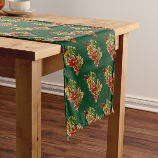 Autumn leest Pattern Green Table Runner Korte Tafelloper (Voorbeeld)