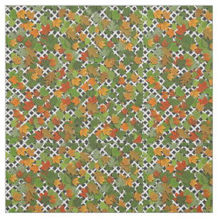 Autumn leest White Trellis Print Pattern Fabric Stof