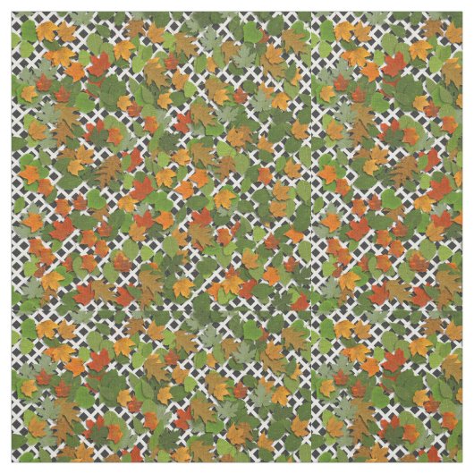Autumn leest White Trellis Print Pattern Fabric Stof (Swatch)
