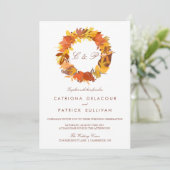 AUTUMN LEIDT WREATH FALL WEDDING INVITATION KAART (Staand voorkant)