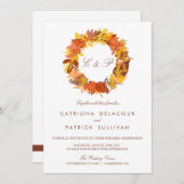 AUTUMN LEIDT WREATH FALL WEDDING INVITATION KAART (Voorkant / Achterkant)