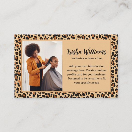 Autumn Leopard Print met aangepaste foto Visitekaartje (Voorkant)