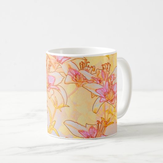 Autumn Lilies - Digitale Waterverf Koffiemok (Voorkant rechts)