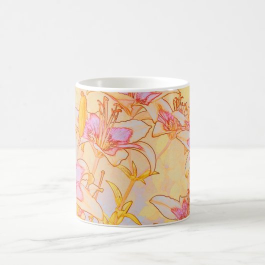 Autumn Lilies - Digitale Waterverf Koffiemok (Center)