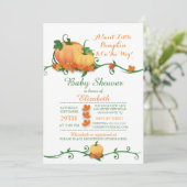 Autumn Little Pumpkin Baby shower Invitation Kaart (Staand voorkant)