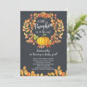 Autumn Little Pumpkin Baby shower Invitation Kaart (Staand voorkant)