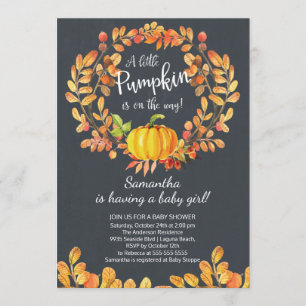 Autumn Little Pumpkin Baby shower Invitation Kaart