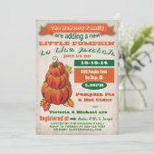 Autumn Little Pumpkin Baby shower Invitation Kaart (Staand voorkant)