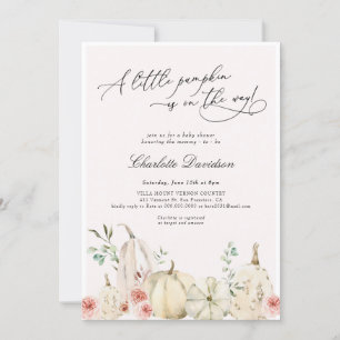 Autumn Little Pumpkin Blush Pink Girl Baby shower Kaart