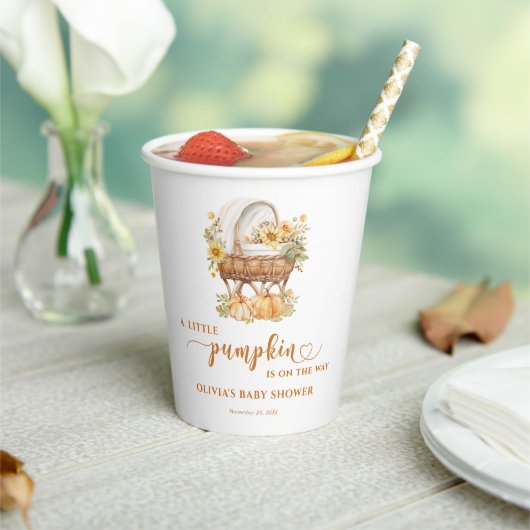 Autumn Little Pumpkin Neutral Baby shower Papieren Bekers (Insitu)