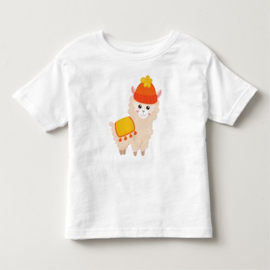 Autumn Llama, Cute Llama, Alpaca, Llama met Pet Kinder Shirts (Voorkant)