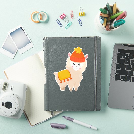 Autumn Llama, Cute Llama, Alpaca, Llama met Pet Sticker (iPad Cover)