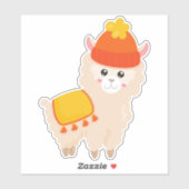Autumn Llama, Cute Llama, Alpaca, Llama met Pet Sticker (Vel)