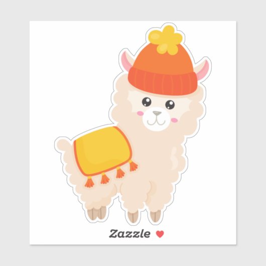 Autumn Llama, Cute Llama, Alpaca, Llama met Pet Sticker (Vel)