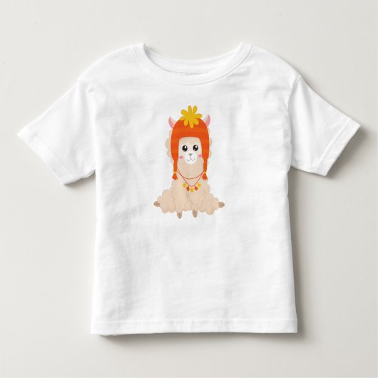 Autumn Llama, Cute Llama, Llama met Pet, Alpaca Kinder Shirts (Voorkant)