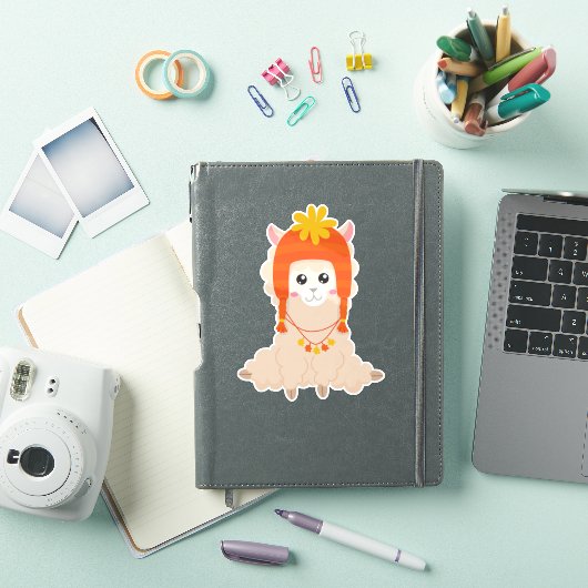 Autumn Llama, Cute Llama, Llama met Pet, Alpaca Sticker (iPad Cover)