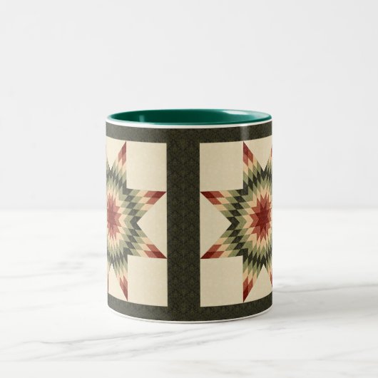 Autumn Lone Star Quilt Design Tweekleurige Koffiemok (Center)