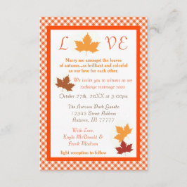 Autumn Love Leaf - 3x5 Wedding Invitation Kaart