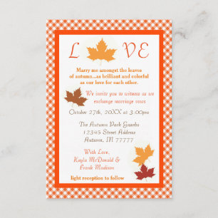 Autumn Love Leaf - 3x5 Wedding Invitation Kaart