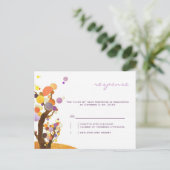 Autumn Love Trees Paarse Wedding RSVP Uitnodiging Briefkaart (Staand voorkant)