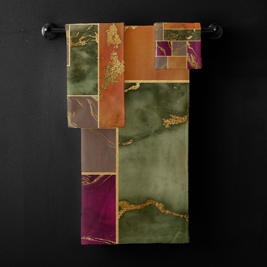 Autumn Luxury | Geometrische gouden handdoepering Bad Handdoek